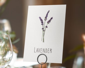Printable Digital File, Lavender Table Name Card, A5 Downloadable File to Print Yourself