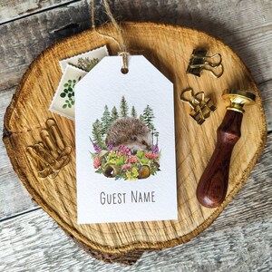 Place Card Luggage Tags, Printed Guest Names, Woodland Forest Animals, 24 animals to choose from, Cottagecore, Rustic, Cute animals image 9