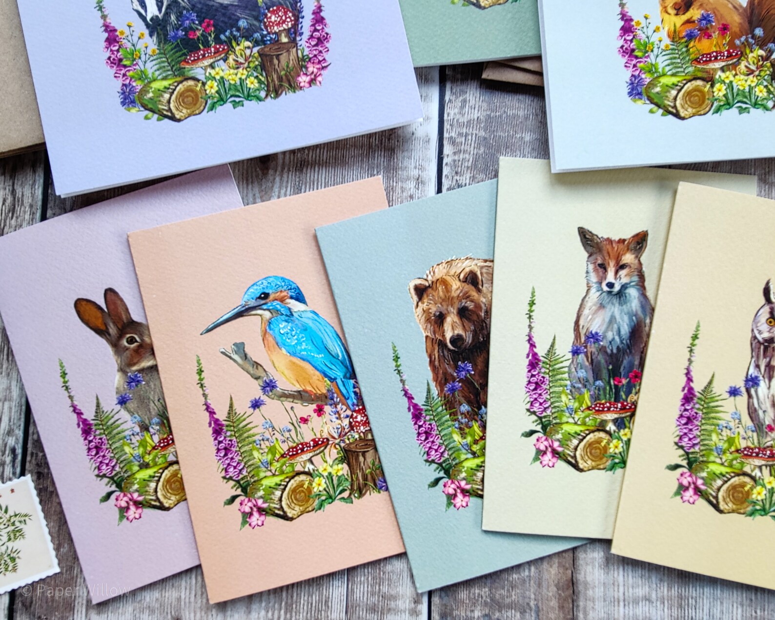 Animal Note Cards Set Hand Painted Folded Blank Cards & Etsy UK