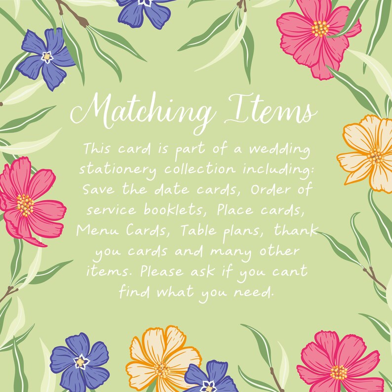 Wildflower watercolor floral folded thank you cards and envelopes for weddings, events and general thank you cards.
