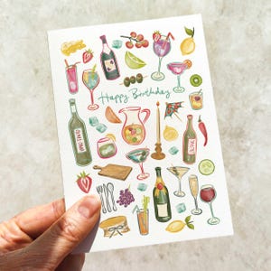 Carte et enveloppe de joyeux anniversaire cocktail