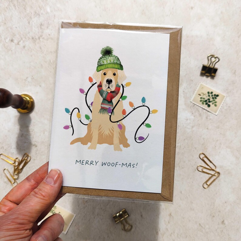 Christmas Dog Breed Card and Envelope: Golden Retriever - Etsy