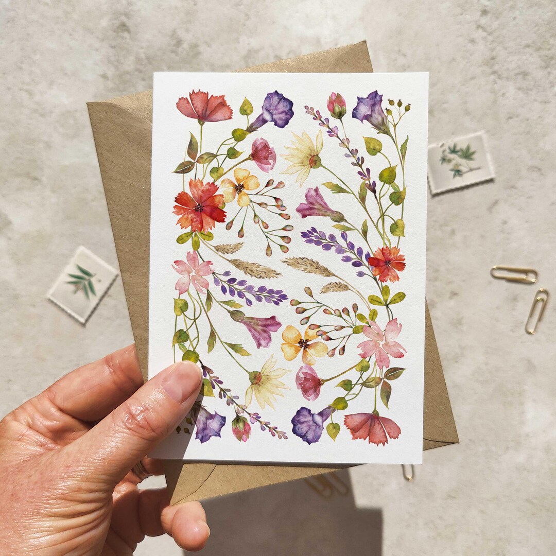 Elegant Watercolor Floral Note Cards Set With Envelopes - Etsy