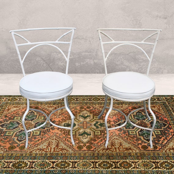 Hollywood Regency Rod Iron 2 Faux Bamboo Patio Chairs Pair Etsy