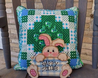 Happy spring sign. Spring. Vintage wooden spring sign. Easter sign. Easter bunny sign. Wooden bunny sign. Easter. Spring. Rabbits