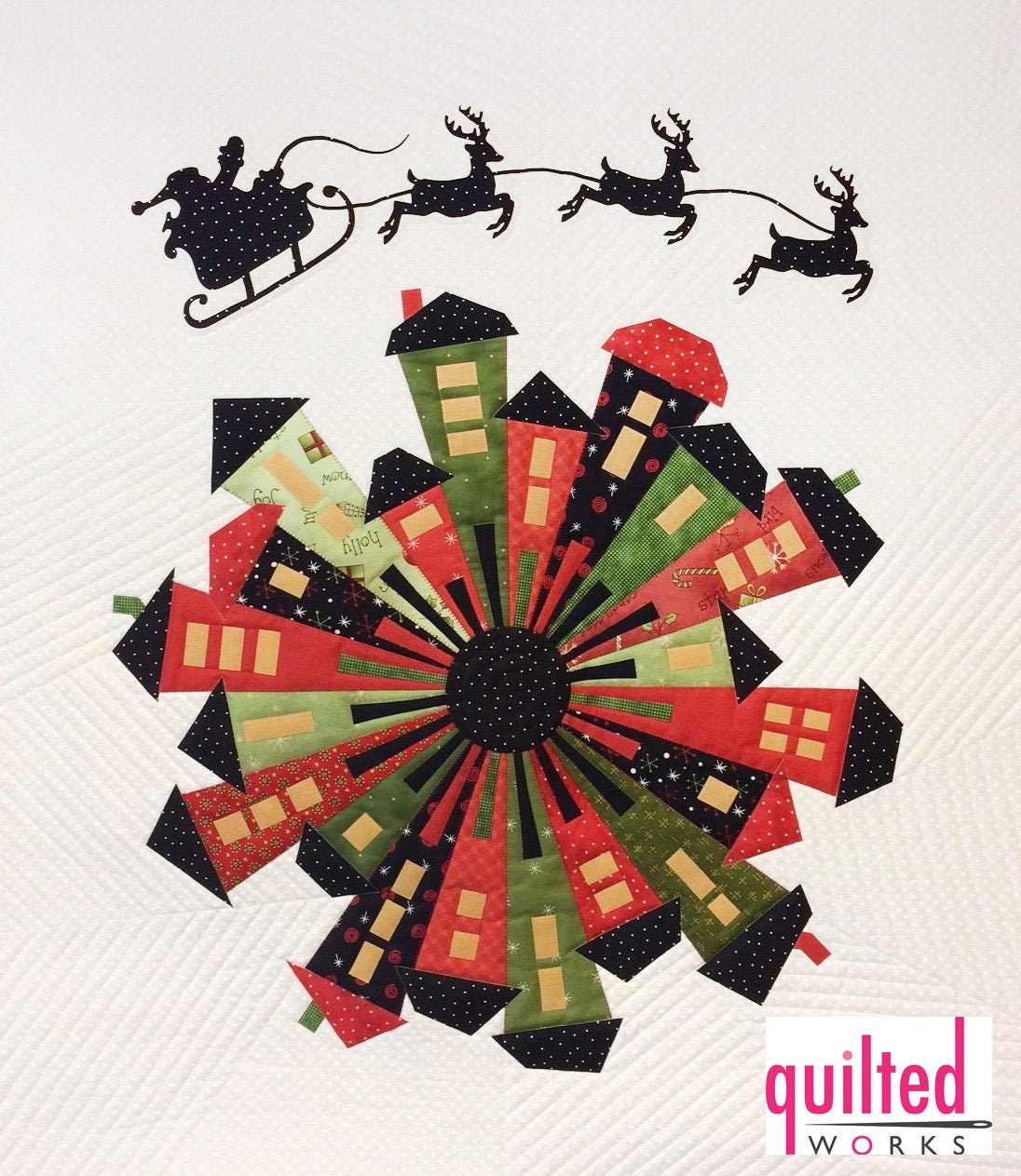 Laser Cut Santa with Reindeer and Dresden Neighborhood Quilt Pattern