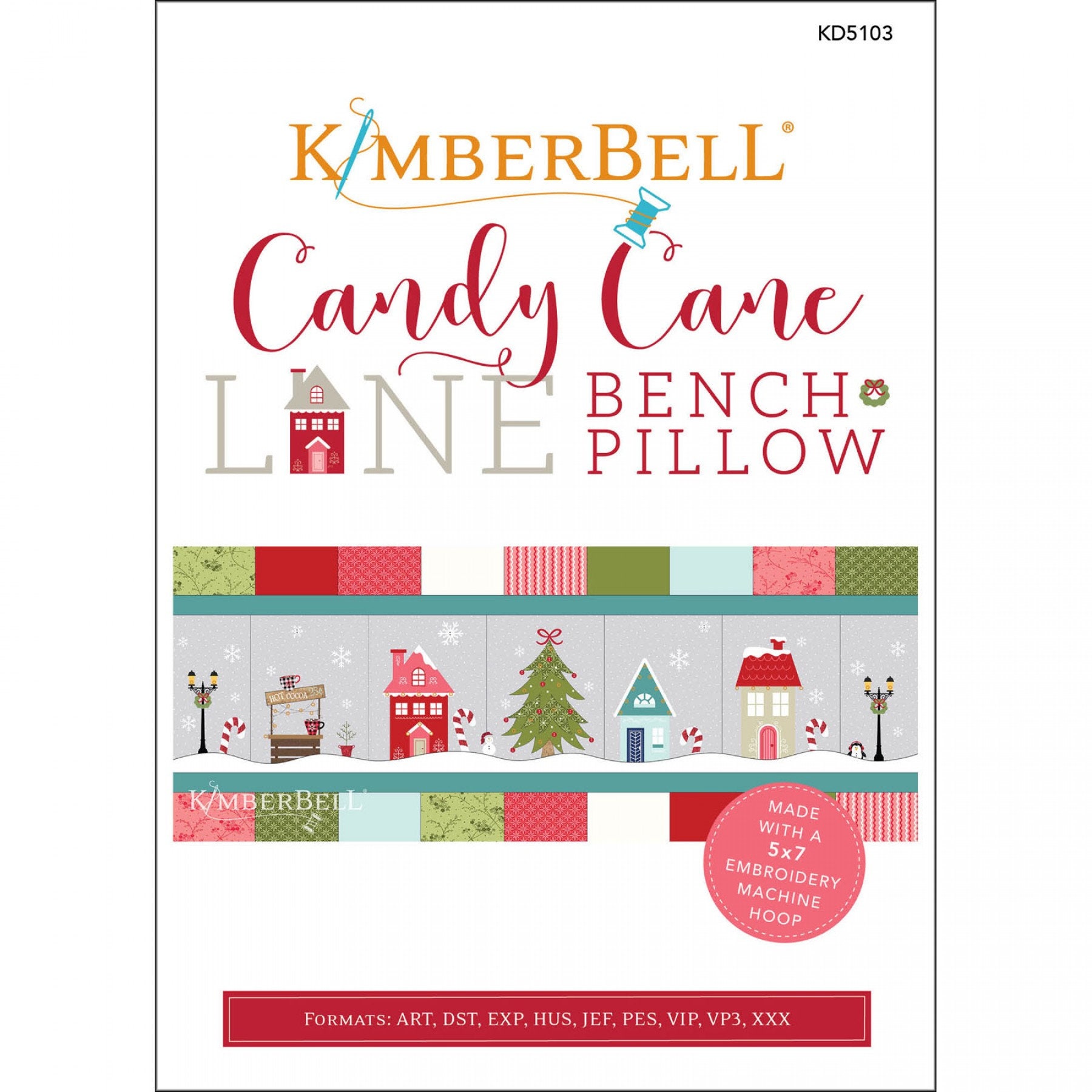 IN STOCK!  Kimberbell Candy Cane Lane Bench Pillow Machine Embroidery…