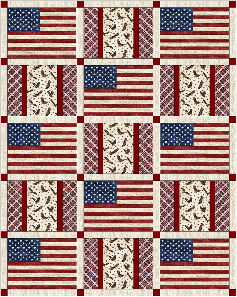 Stars and Stripes Quilt Kit by Quilted Works Etsy