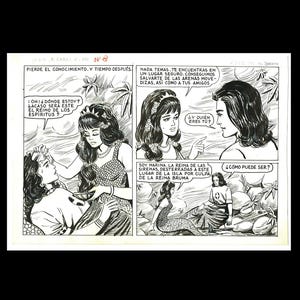 10 pages of original comic art - 1961- Queen of the Mermaids - complete hand drawn story - Spanish