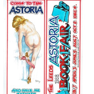 Crayon, aquarelle et marqueur - oeuvre d'art originale pour affiche/carte postale publicitaire du salon du livre britannique. 1987, Fred Camp. Unique en son genre.
