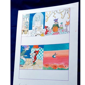 Oryginalna sztuka - lata 80. - strona komiksu o bajkach - Funtime - tusz i akwarela na karcie - 14,5 x 10,5 cala