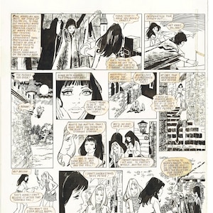 Princesa Tina (1972), arte original, grande, gótica - Tina almeja o topo! - Ruiz Pueyo - tinta sobre cartão, 20 x 14,5 polegadas. Única.