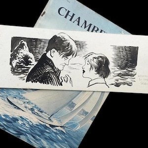 Pen and ink, 'Wedding of the sea', Originalkunstwerk + Zeitschrift, 1956 - Britisch - Tinte auf dickem Karton - klein - 27 x 10 cm, Ridgway