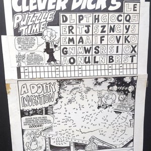 UK Comic Artwork, 1976/1982 - Tinte auf Karte - Whizzer & Chips / Buster and Monster Fun - Frankensteins Monster. Sehr groß, Unikat