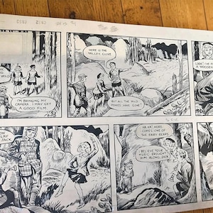 Large hand drawn art (1955?) Jess & Jack, Rainbow comic, Anton Lock. 13 x 20 inches. Ink on board. Price includes shipping!