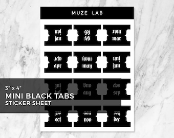 Mini hoja de pegatinas góticas negras