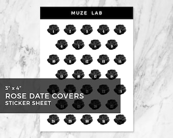 Black Rose Date Covers Sticker Sheet
