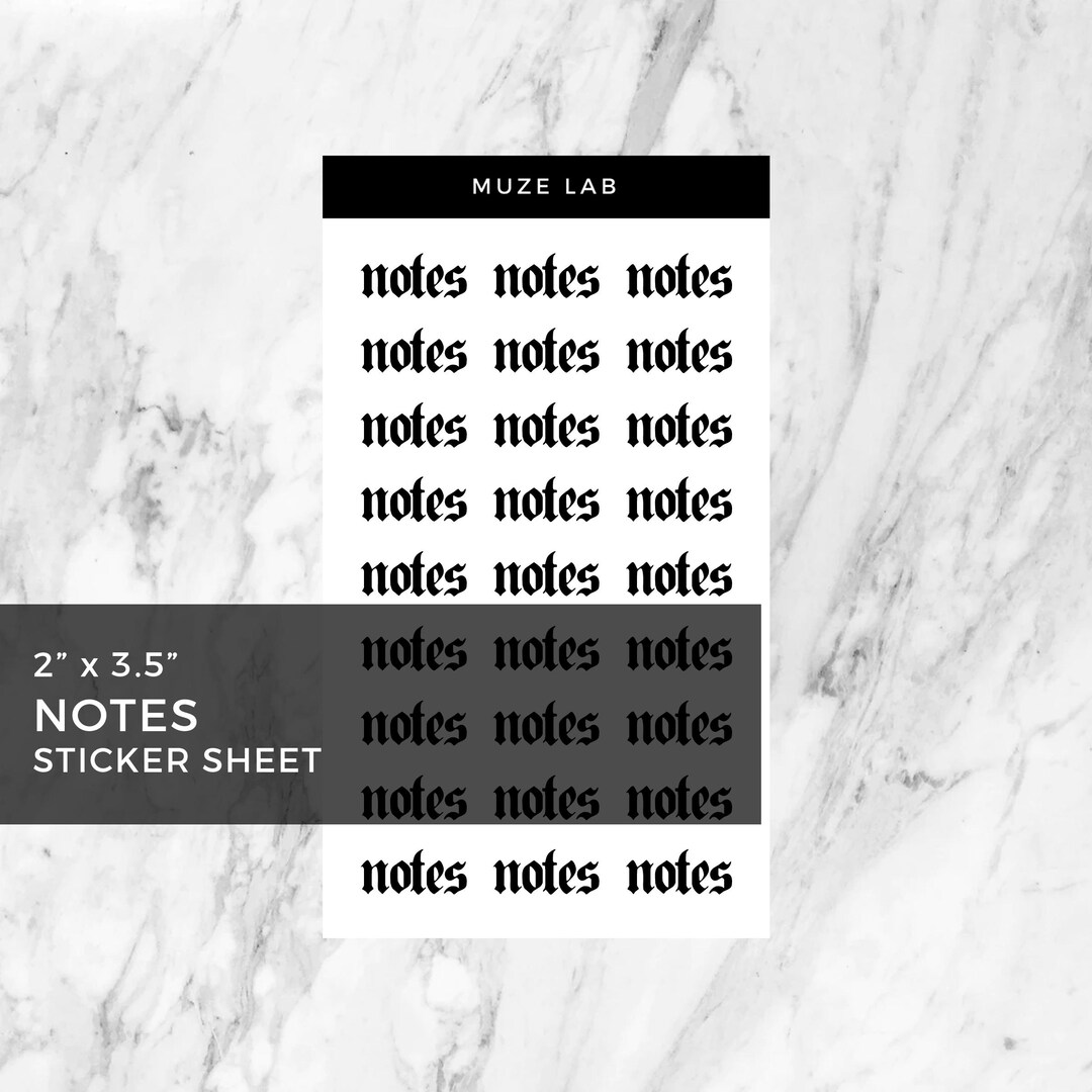 Notes Sticker Sheet - Etsy
