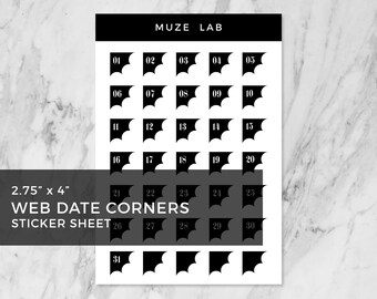 Hoja de pegatinas con esquinas de fecha web