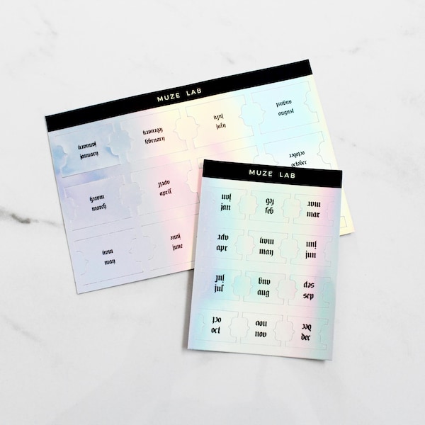 Holographic Gothic Month Tabs Sticker Sheet