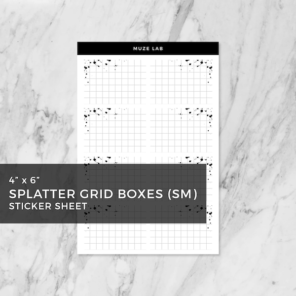 Small Splatter Grid Boxes Sticker Sheet