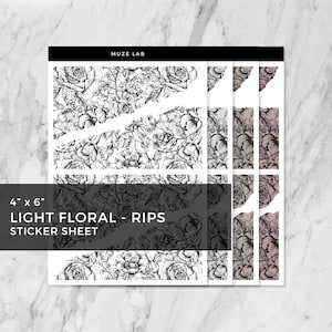 Light Floral - Ripped Paper Sticker Sheet
