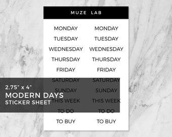 Modern Weekdays Sticker Sheet