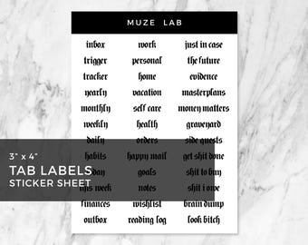 Hoja de pegatinas con etiquetas de pestañas