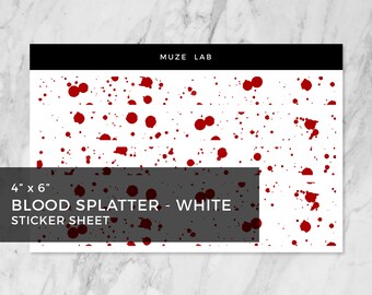 Blood Splatter White Washi Strips Sticker Sheet