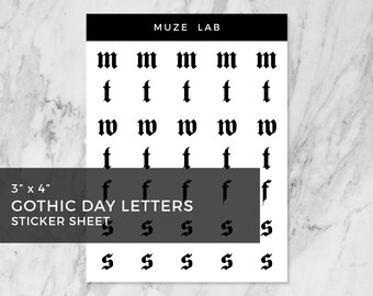 Gothic Day Letters Sticker Sheet