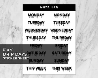 Drip Weekdays Sticker Sheet