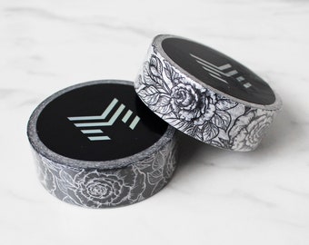 Black + White Roses Washi