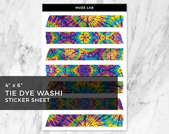Arkusz naklejek washi tie-dye