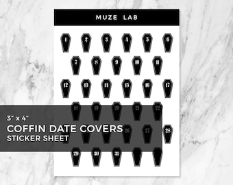 Coffin Date Covers Sticker Sheet