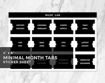 Minimal Month Tabs Sticker Sheet