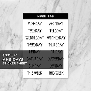 AHS Weekdays Sticker Sheet