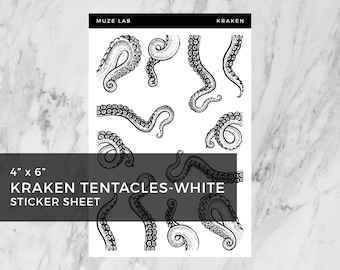 Hoja de pegatinas Kraken - Tentáculos blancos