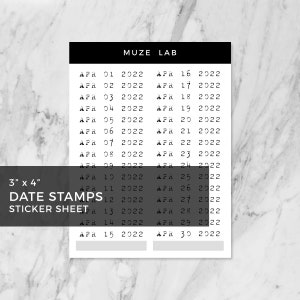 Petites feuilles d'autocollants pour tampon dateur 2025