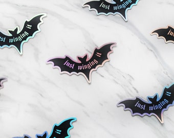 Naklejka wycinana „Just Winging It Bat” – holograficzna