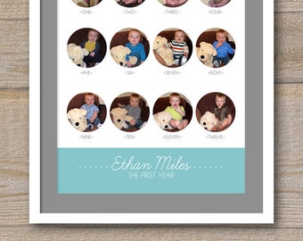 Baby's First Year Photo Collage - 11 x 14 - Digital File for print -  Fully Customizable