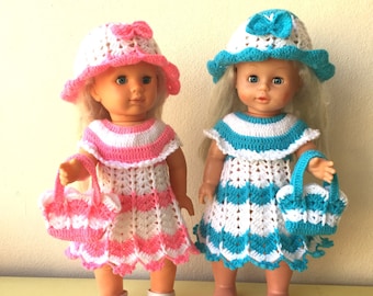 New Crochet Pattern For Doll , Outfit Spring Summer, Dress Hat And Bag - Easy Crochet Pattern - Chevron Crochet