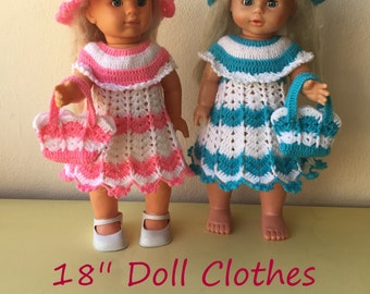 Crochet Pattern For Doll , Outfit Spring Summer, Dress Hat And Bag - Easy Crochet Pattern - Chevron Crochet