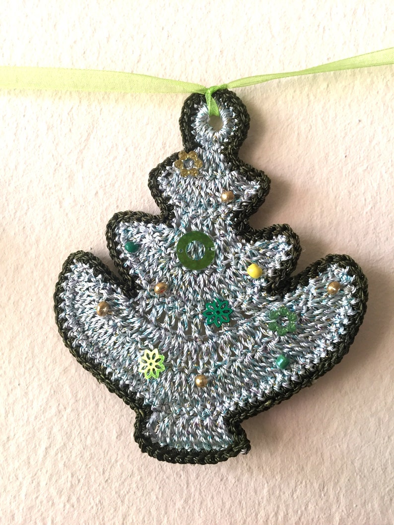 Crochet Coaster Pattern Fir Tree Garland Crochet Christmas Etsy