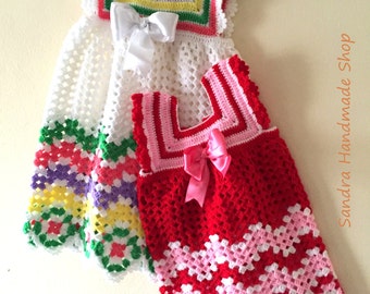 Crochet Baby Dress PATTERN, Gift For Baby Girl, Babyshower Newborn 9-10 months 1-2 Years Old Girls, Chevron Christmas Outfit Pattern
