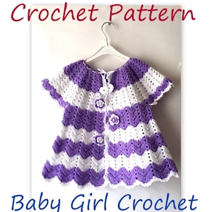 Crochet Jacket PATTERN, Baby Girl Easter Spring Chevron Crochet Sweater, Toddler And Kids Cardigan Crochet Pattern, Kids Sweater Patterns