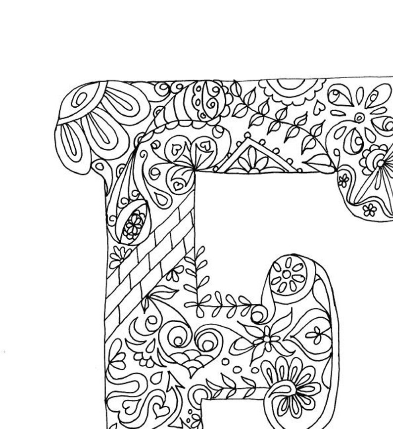 Alphabet Coloring Printable Letters Hand Drawn Zentangle | Etsy