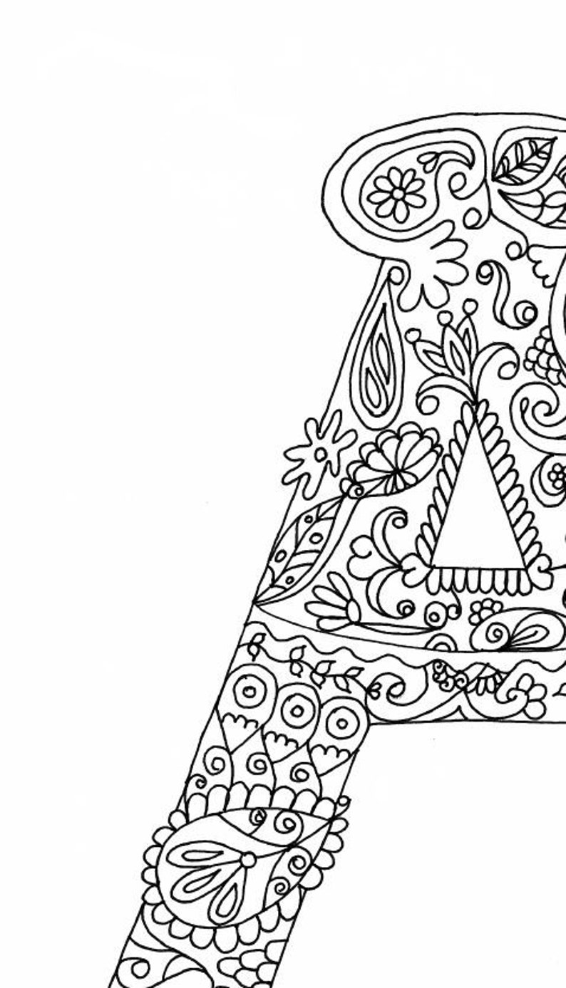 Alphabet Coloring Printable Letters Hand Drawn Zentangle | Etsy