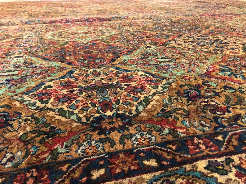 Karastan Rug Multicolor Panel Kerman Kirman Pattern 717 Excellent