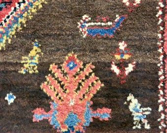 Vintage Persian Runner Rug – 3.7x13.2 ft | Handwoven Wool Hallway Rug | Timeless Geometric Elegance