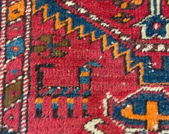 Oriental Rug Vibrant Heriz 3x10.10 – Vintage Wool Tribal Runner, Persian Area Rug, Boho Home Decor, Turkish Hallway Rug